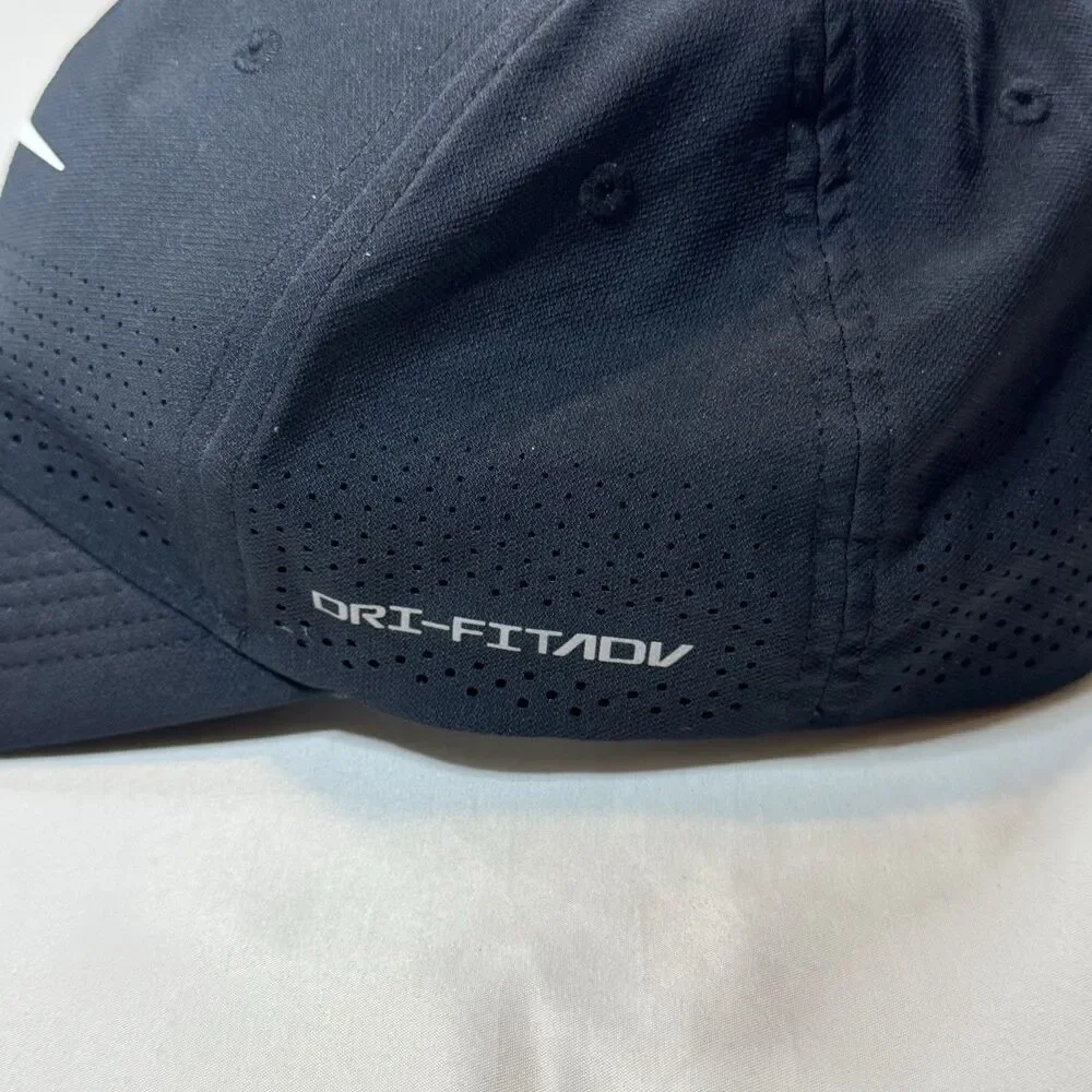 Nike Dri-FIT ADV Swoosh Flex Rise Cap Black Performance Hat Stretch Fit M/L